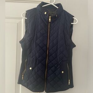 C’esttoi Vest  - Blue with brown trim